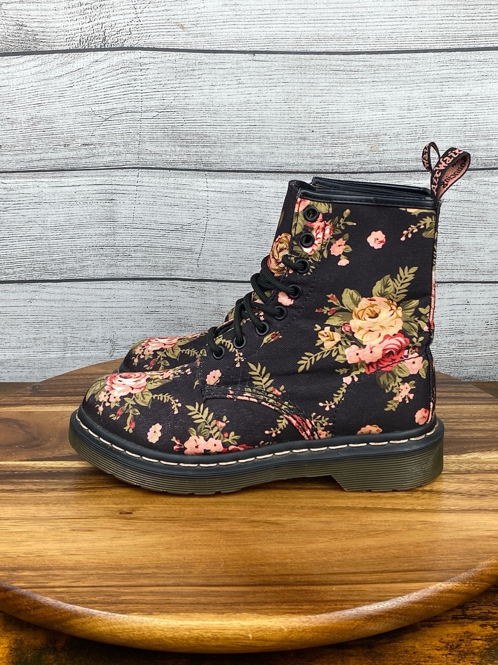Dr Martens 11821 Victorian Flowers Floral Canvas Lace Up Boots Women Shoe Size 6